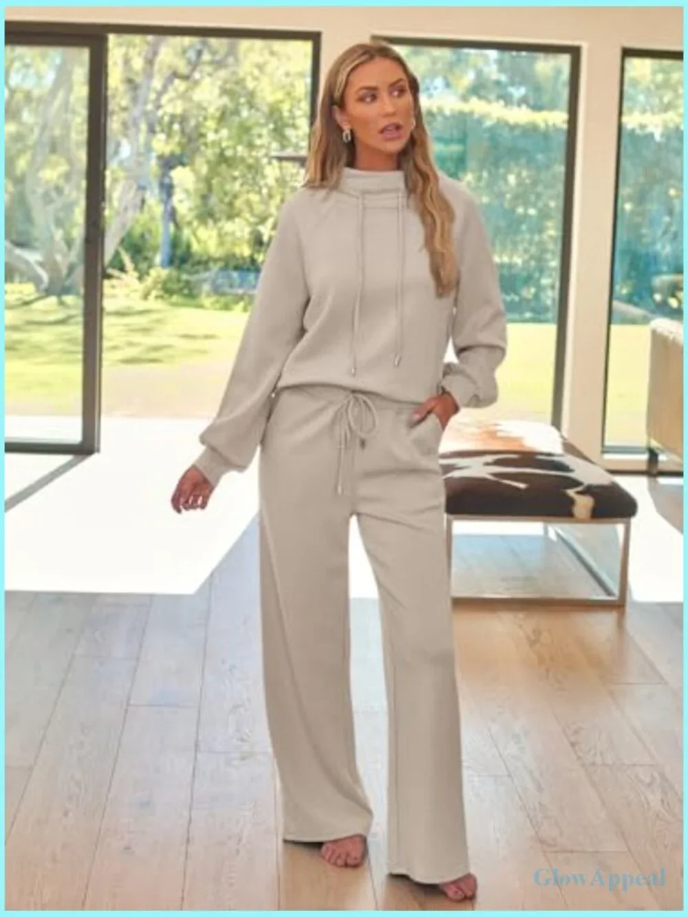 2-Piece Sweatsuit Lounge Set Tracksuit Heavyweight Cozy Fleece - Picture 3 of 7